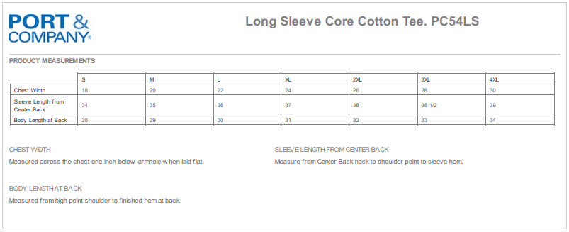 Long sleeve, Port & Company® Long Sleeve Core Cotton Tee with Sebastian River Rowing Logo