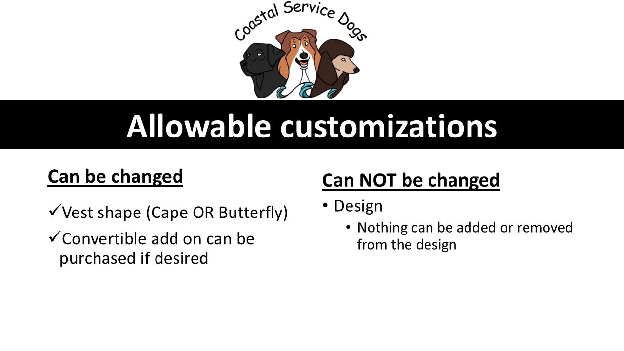 Coastal Service Dogs, Custom Program Vest