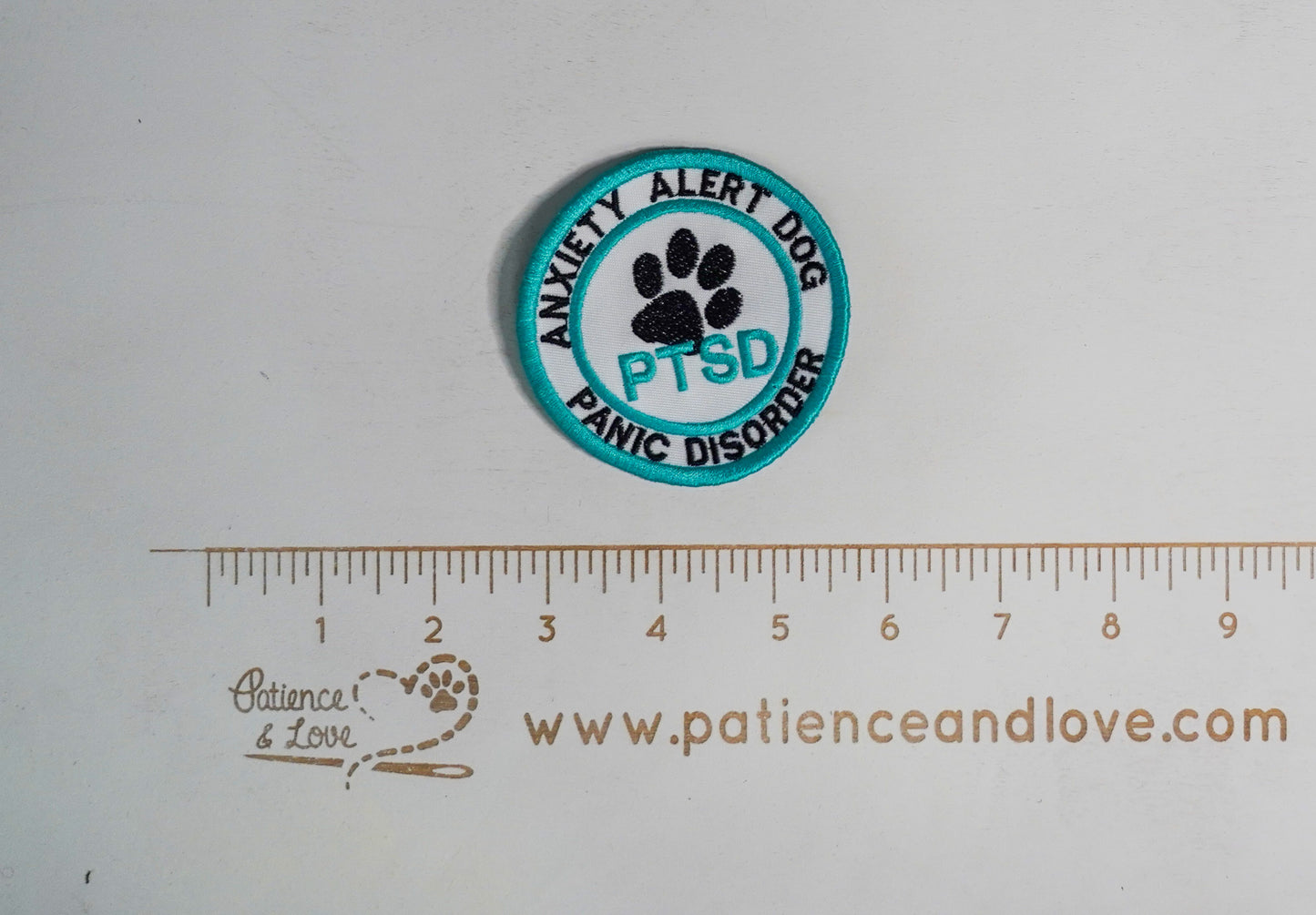 Premade/ Ready to ship patches - Anxiety Alert Dog - Panic Disorder - PTSD with paw print, 3 inch round patch