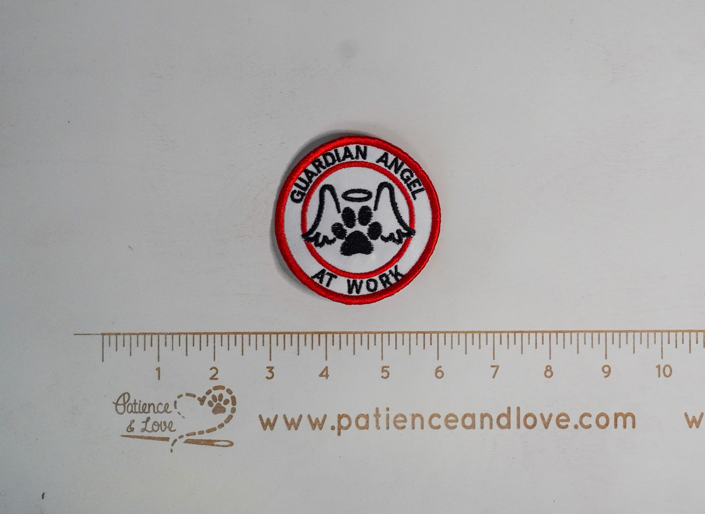 Premade/ Ready to ship patches - Guardian angel at work - paw with halo, 3 inch round patch