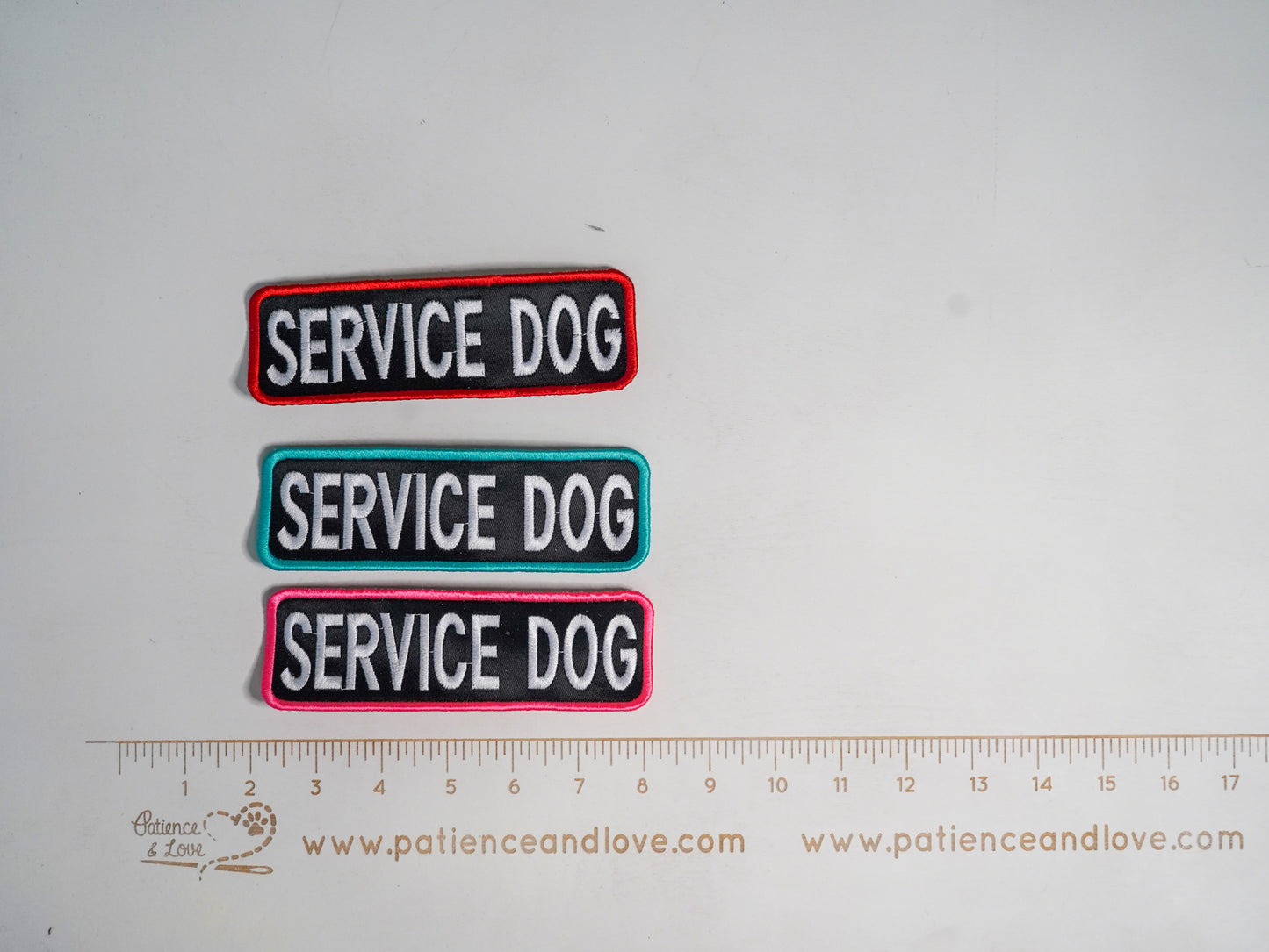 Premade/ Ready to ship patches - black fabric - Service Dog, Rectangular 6x2 patch