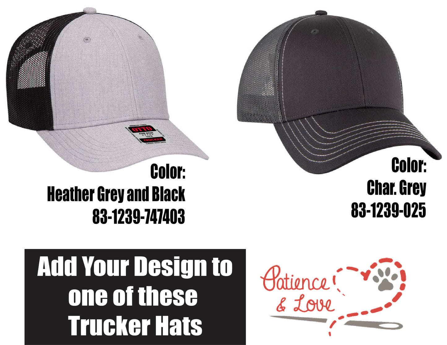 Hat, Custom Embroidered Hat, Low Profile Trucker Hat, Custom Logo, Personalized Hats, 83-1239