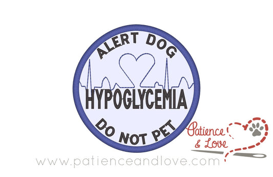 Alert Dog - Hypoglycemia - Do not pet with heart ekg, 3 inch round patch