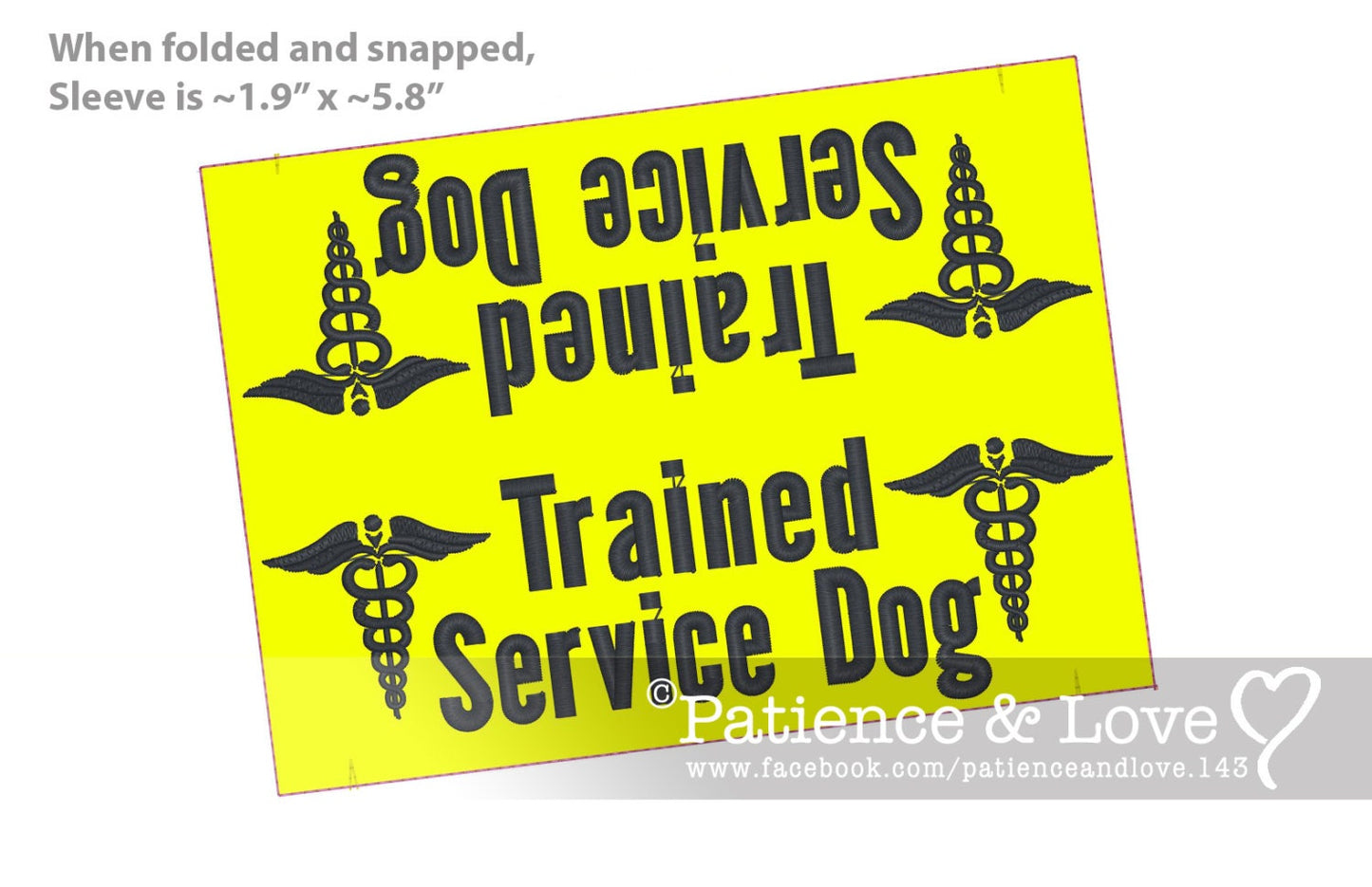 Trained Service Dog with snakes, caduceus, 5.9" long Leash Sleeve