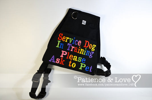 Service Dog In Training Please Ask To Pet, Rainbow Text, Butterfly Style Embroidered Vest