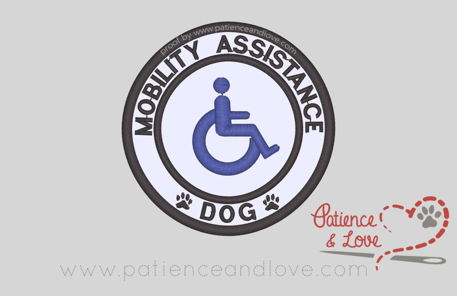 Mobility Assistance Dog, 3 inch round patch PatienceandLove143