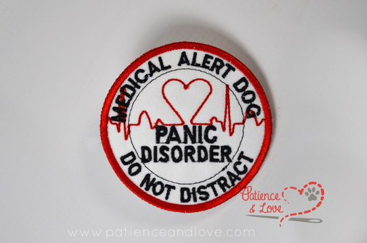 Medical Alert Dog - Panic Disorder - Do not distract with heart EKG, 3-inch round patch