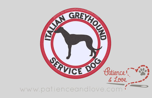 Breed, Italian Greyhound Service Dog, Select your breed, 3 inch round patch