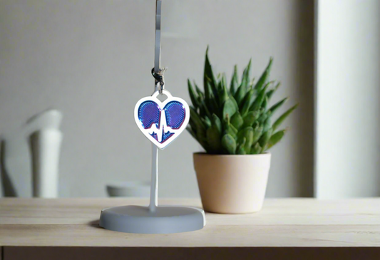 Heartbeat Charm – Zipper pull accessory - Blue, pink and white Pendant