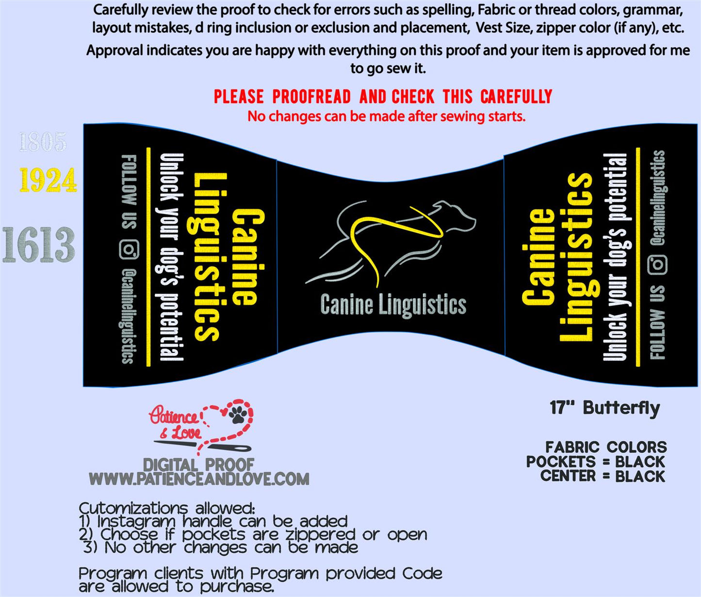 Canine Linguistics Custom Program Vest