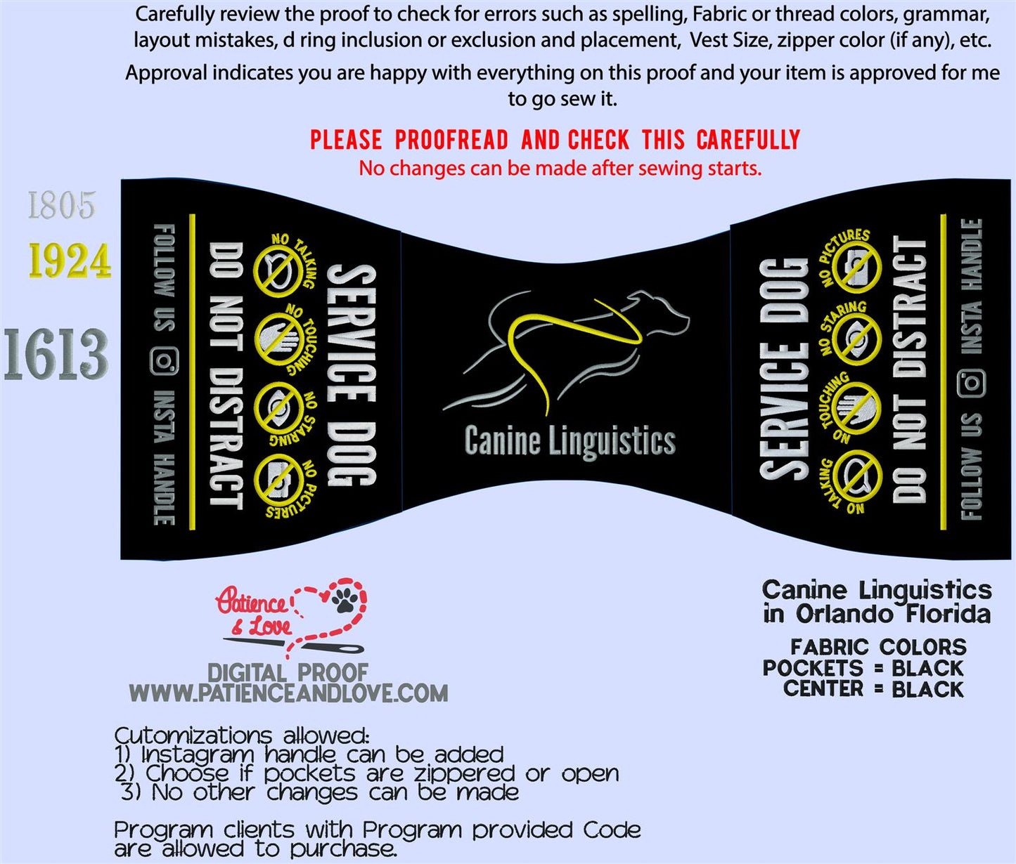 Canine Linguistics Custom Program Vest