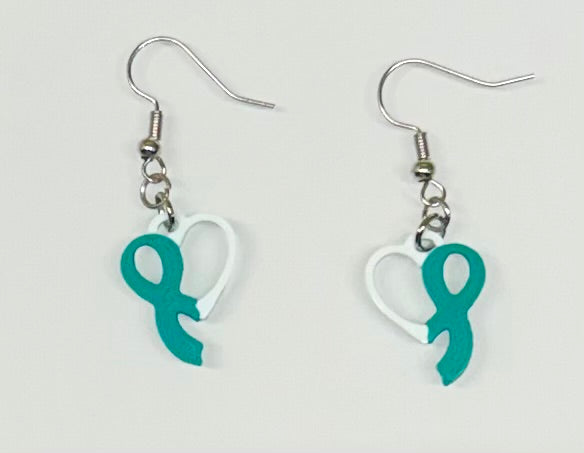 Awareness Ribbon Heart Earrings / Charm – 3D Print Files (Digital Download)