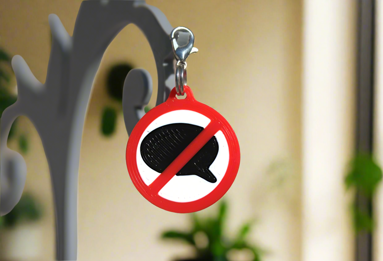 No Talk symbol – Zipper pull accessory - Red and white Pendant