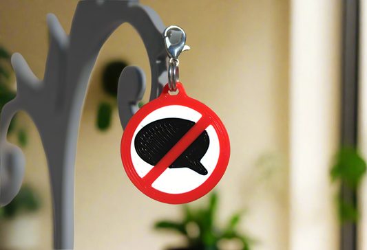 No Talk symbol – Zipper pull accessory - Red and white Pendant