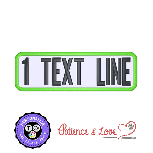 6 inch x 1.9 inch Patch, 1 lines of text, Personalize your patch, Rectangle patch, custom patch builder