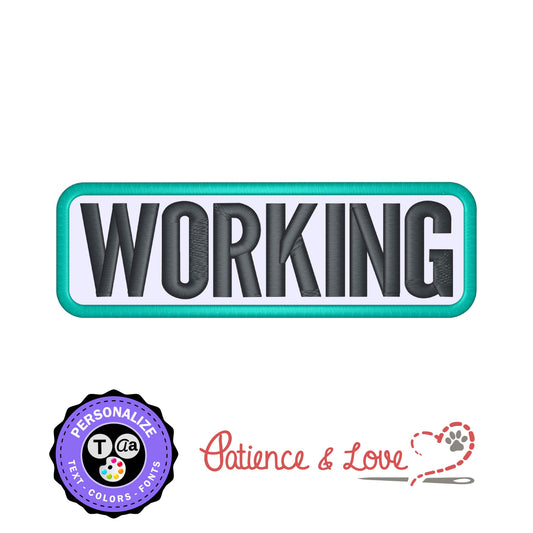6 inch x 1.9 inch Patch, Working, Personalize your patch, Rectangle patch, custom patch builder, your text