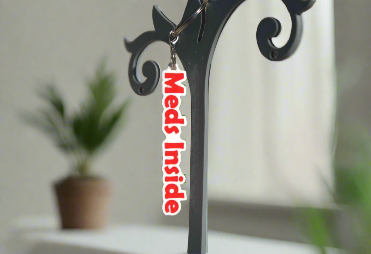Meds Inside – Zipper pull accessory - Red and white - Pendant
