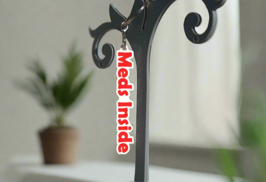 Meds Inside – Zipper pull accessory - Red and white - Pendant