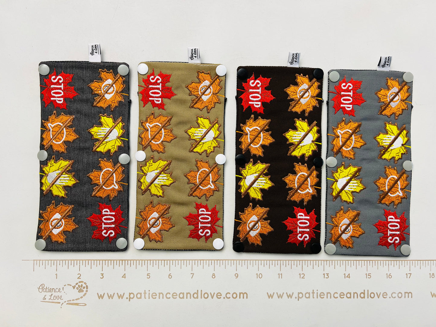 Seasonal, fall - Leaf symbols, Leash sleeve, made to order, custom