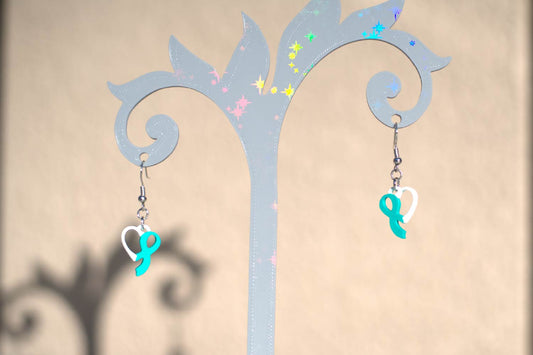 Awareness Ribbon Heart Earrings / Charm – 3D Print Files (Digital Download)