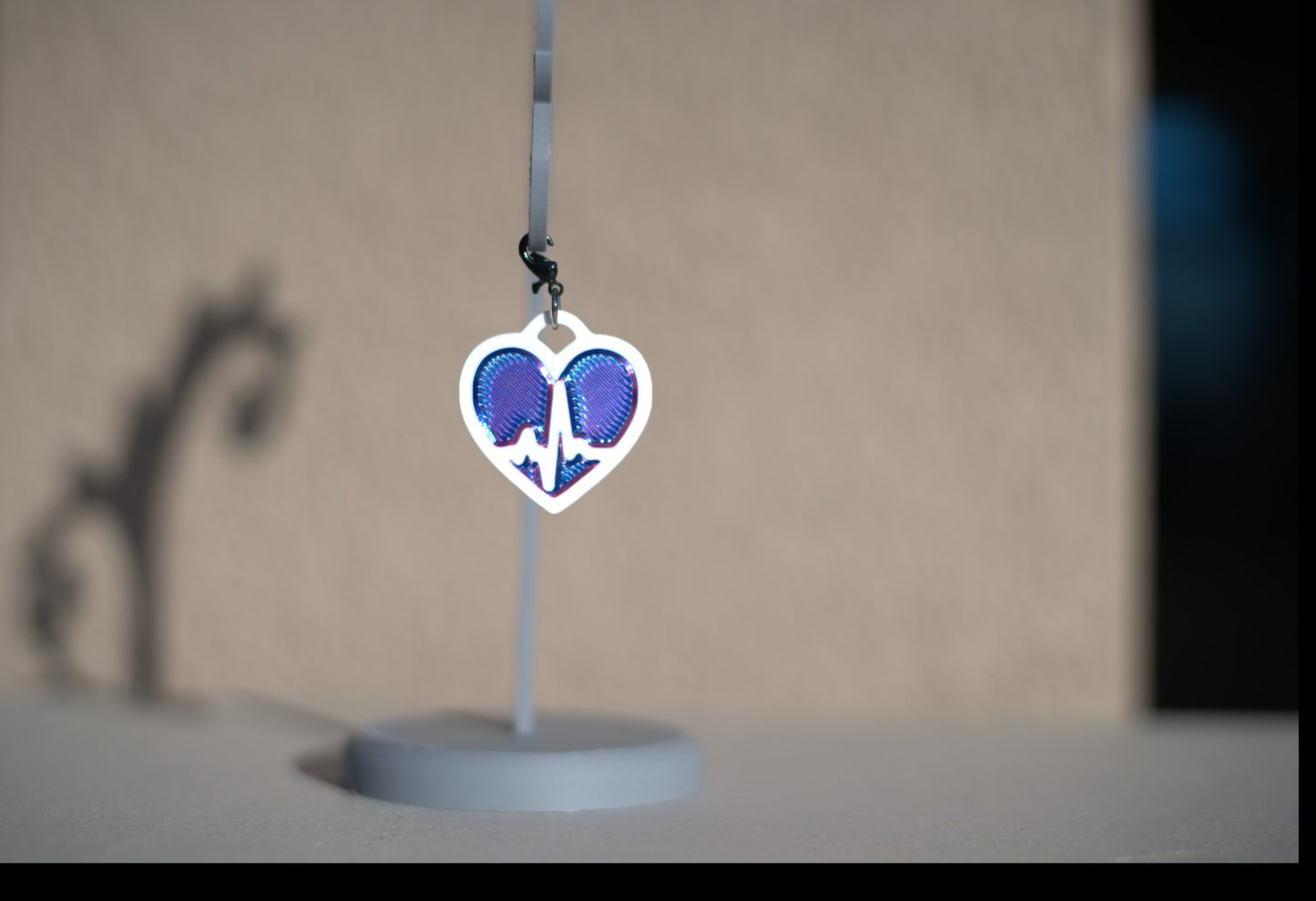 Heartbeat Charm – Zipper pull accessory - Blue, pink and white Pendant