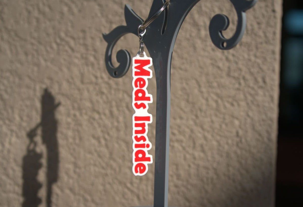 Meds Inside – Zipper pull accessory - Red and white - Pendant