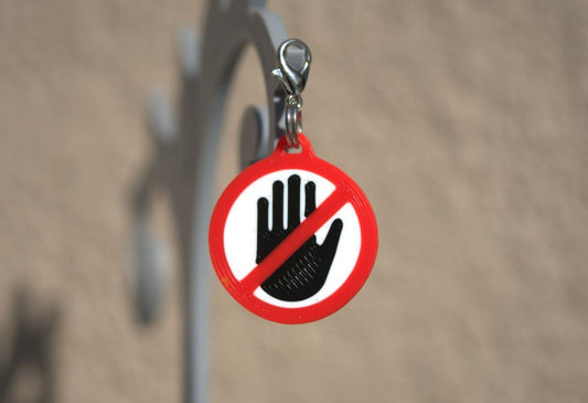 No Touching symbol – Zipper pull accessory - Red and white Pendant
