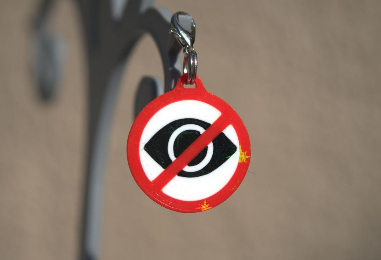 No staring symbol – Zipper pull accessory - Red and white Pendant