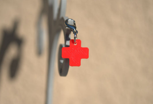 Medical cross symbol – Zipper pull accessory - Red and white Pendant