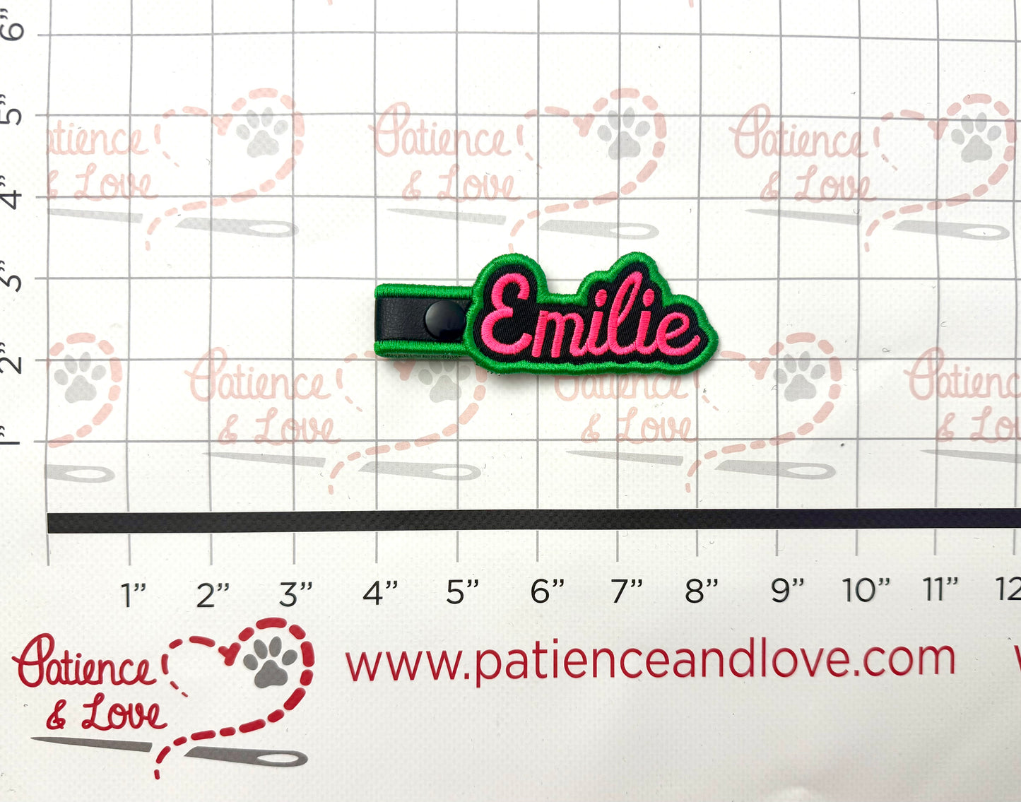 Personalized Name Tag, Backpack Tag, Vest accessory, Name Snap Tab Fob Keychain accessory, Your name tag, Embroidered on the front with your name
