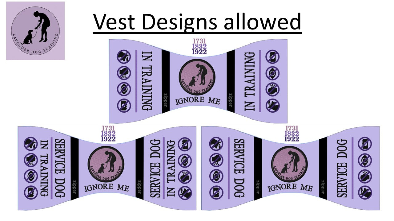 Lavender Dog Training, Butterfly vest, Custom Program Vest