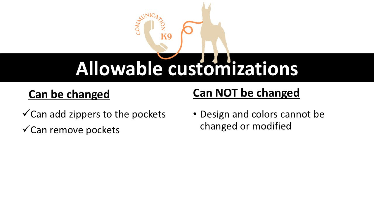 Communication K9, Butterfly vest, Custom Program Vest