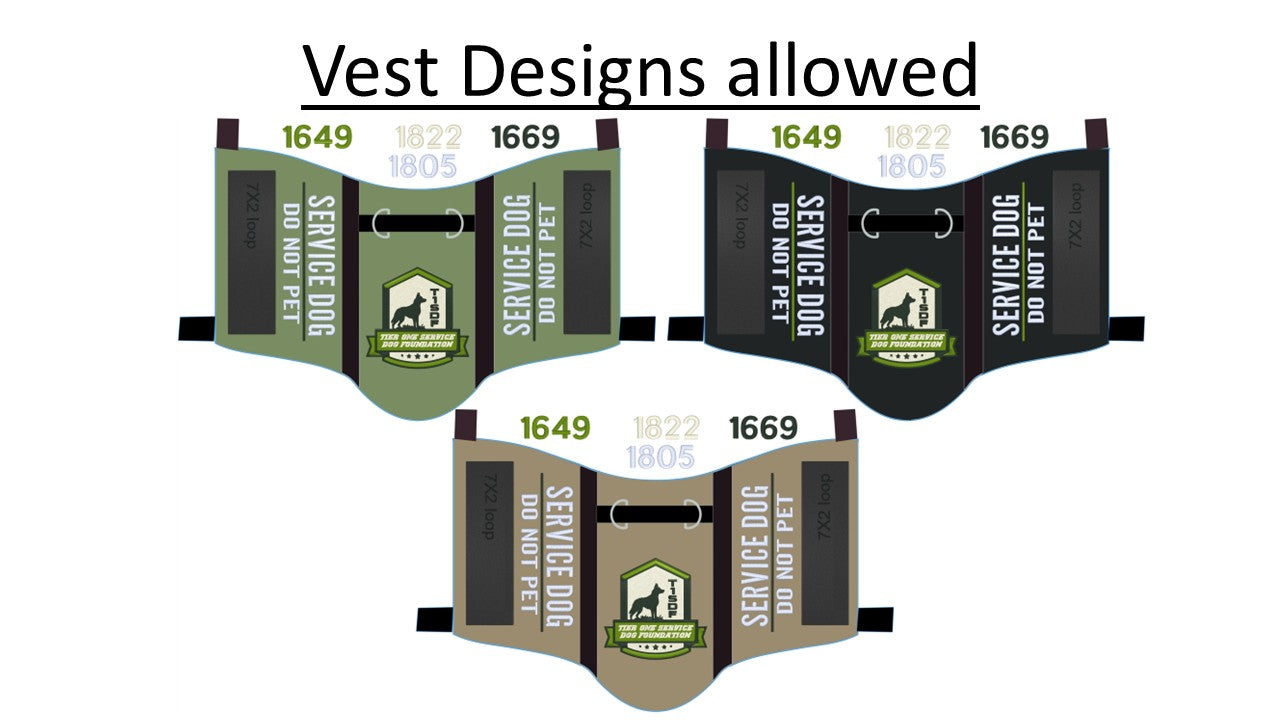 Program Vest - Tier One Service Dog Foundation, T1SDF, S&R - clients can purchase