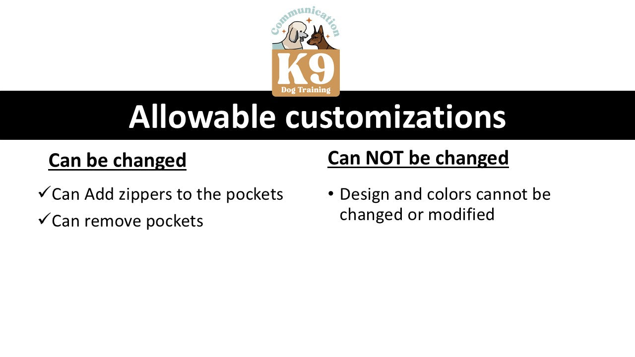 Communication K9, Butterfly vest, Custom Program Vest