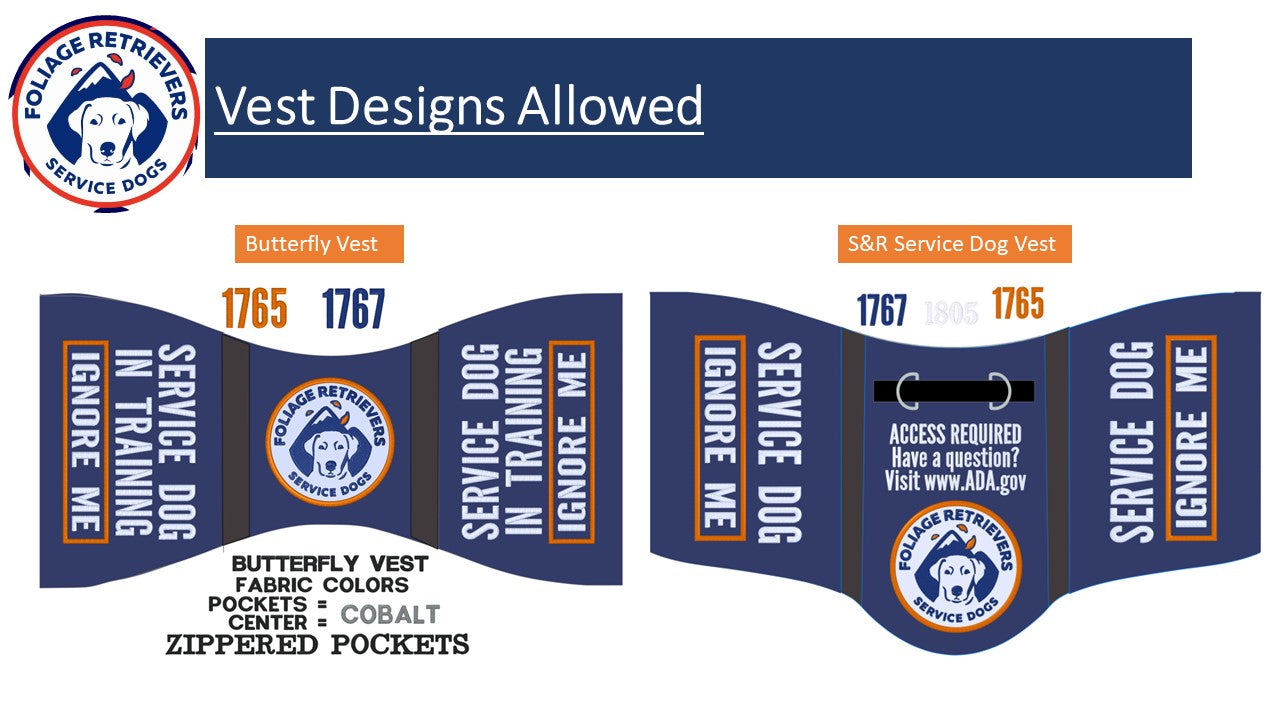 Program Gear for Foliage Retrievers Service Dogs - Only program reps can purchase