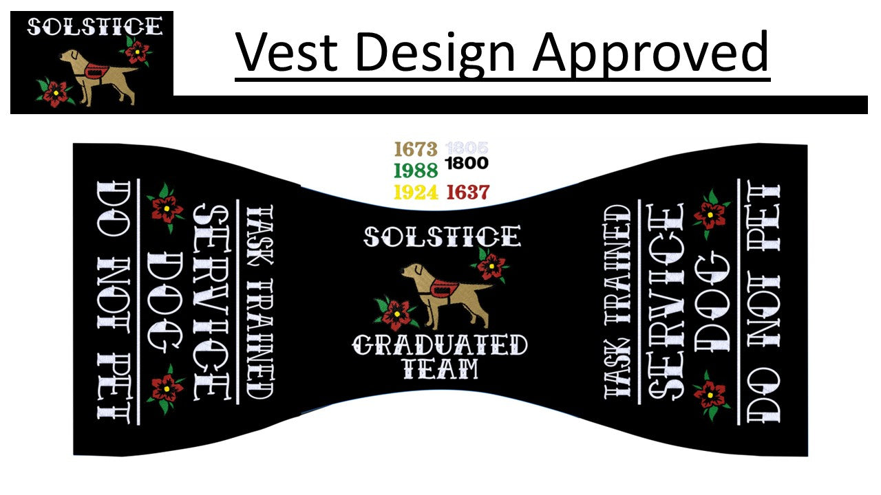 Program Vest - Solstice Service Dogs, Butterfly or Long Body or S&R or cape- clients can purchase