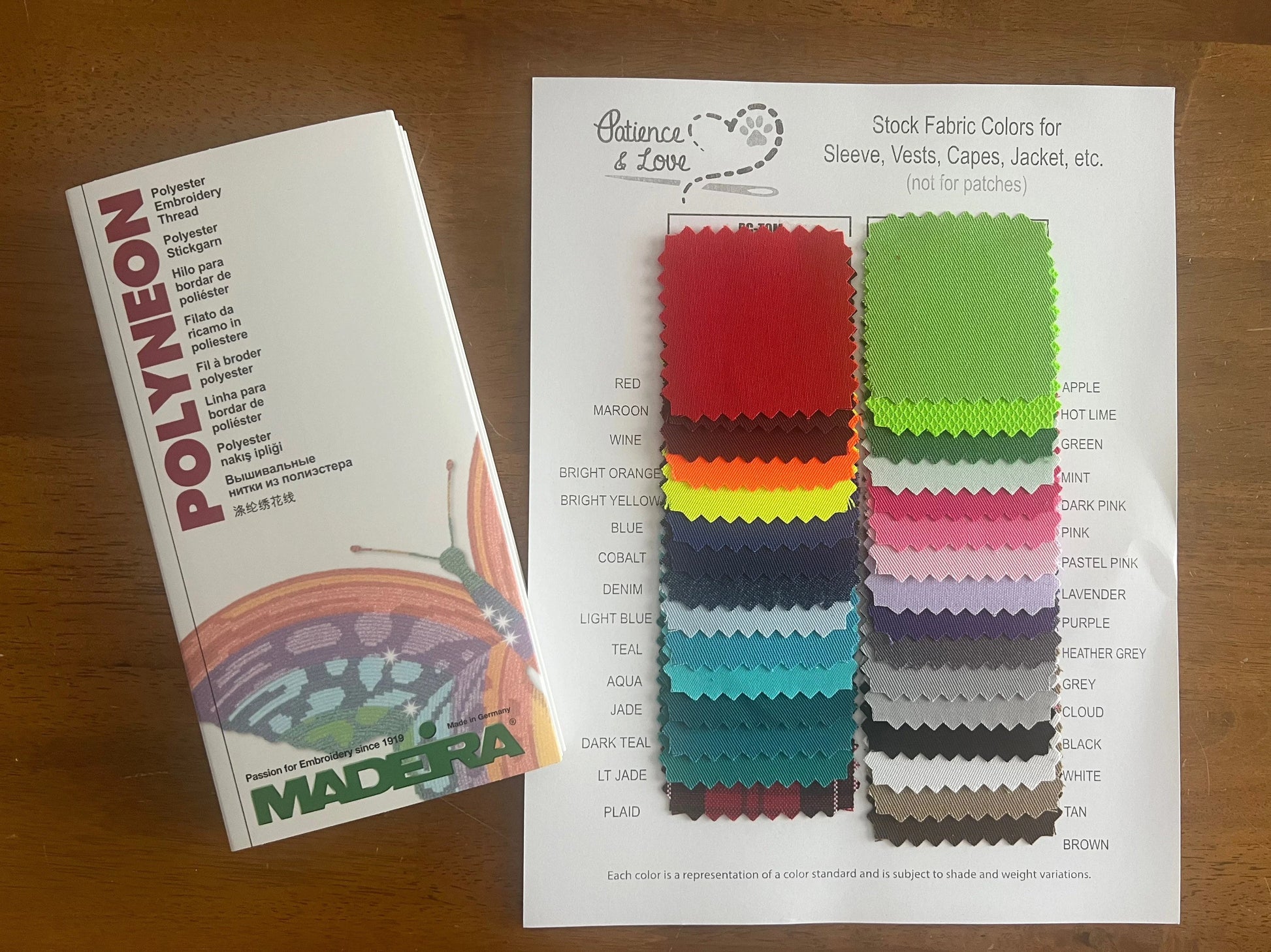 Fabric Swatch Set AND 1 Thread Color Book, PolyNeon thread Chart ...
