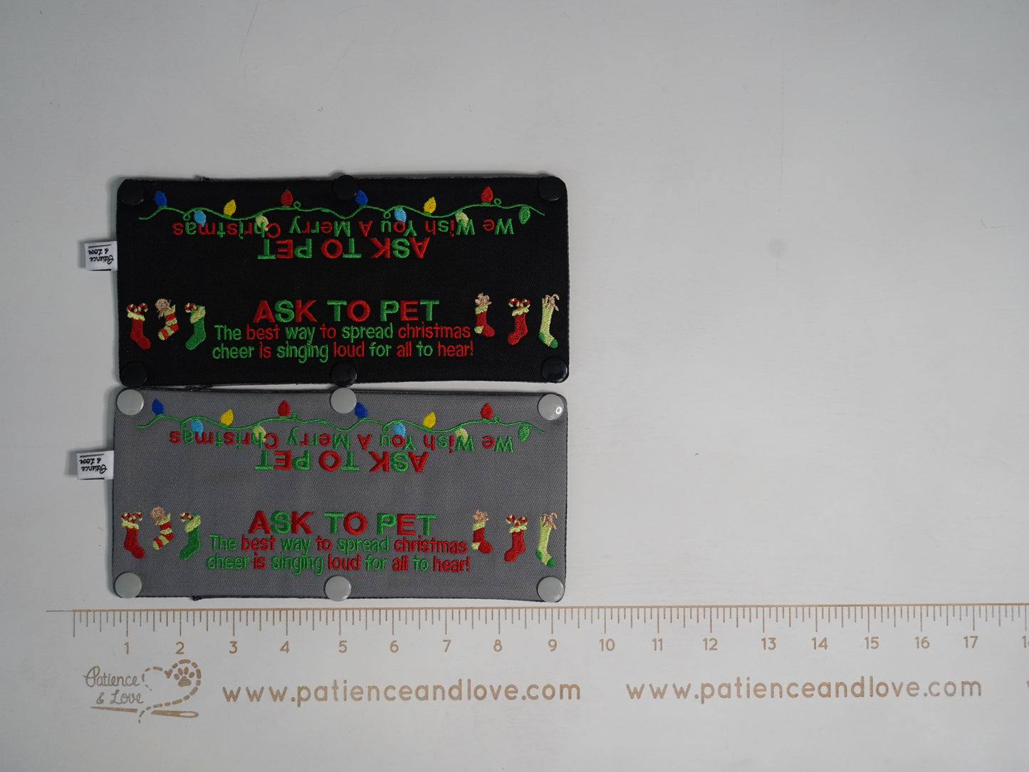 Seasonal Sleeves / Ready to Ship - Christmas themed, Stocking, lights, ask to pet, Leash sleeve