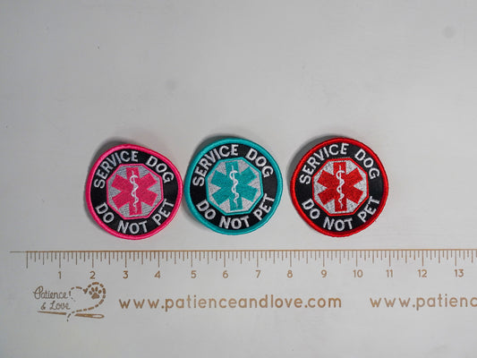 Premade/ Ready to ship patches -Service Dog, Do Not Pet, Medical symbol, 3 inch round patch