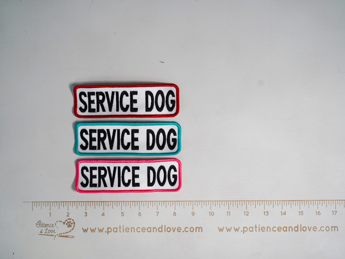 Premade/ Ready to ship patches - white fabric - Service Dog, Rectangular 6x2 patch
