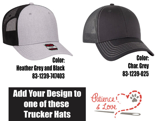 Hat, Custom Embroidered Hat, Low Profile Trucker Hat, Custom Logo, Personalized Hats, 83-1239