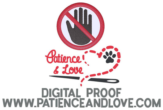 No Touch symbol, crossed out hand, 2inch round patch