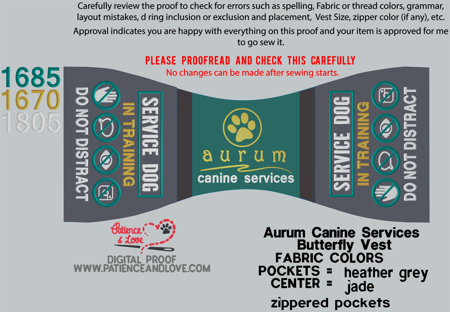 Aurum Canine Services Custom Program Vest