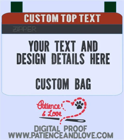 Zippered Pouch, custom text, clip on, marine vinyl exterior bag