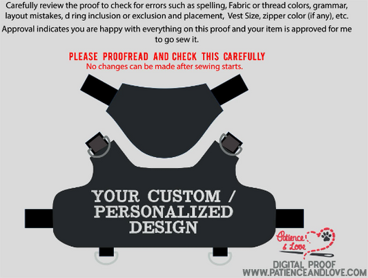 Harness, Standard Size, Custom embroidered vinyl, personalized with your Design