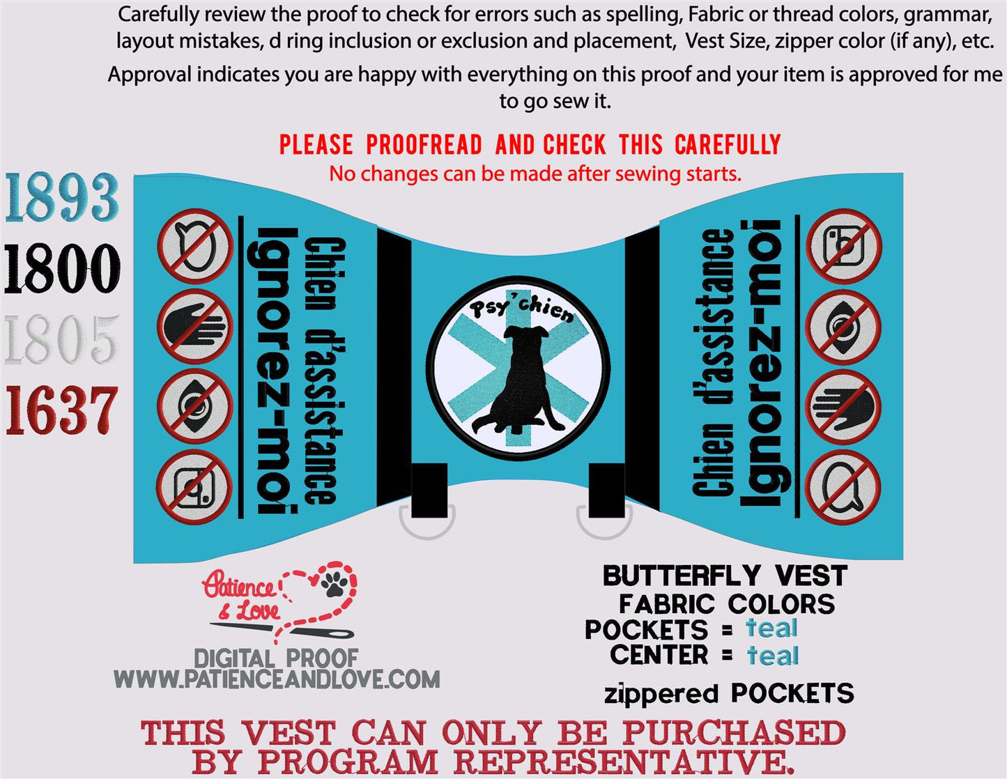 Program Gear - Psy Chien Vest only to be purchased by program representative