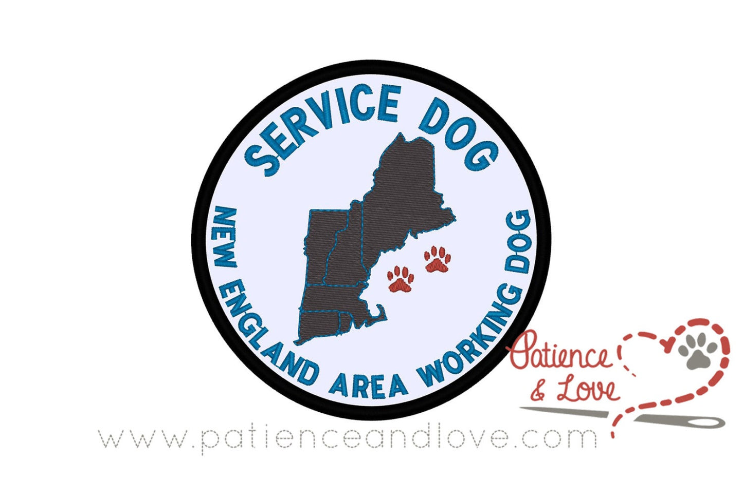 New England Area Working Dog, Service Dog, 4-inch round patch