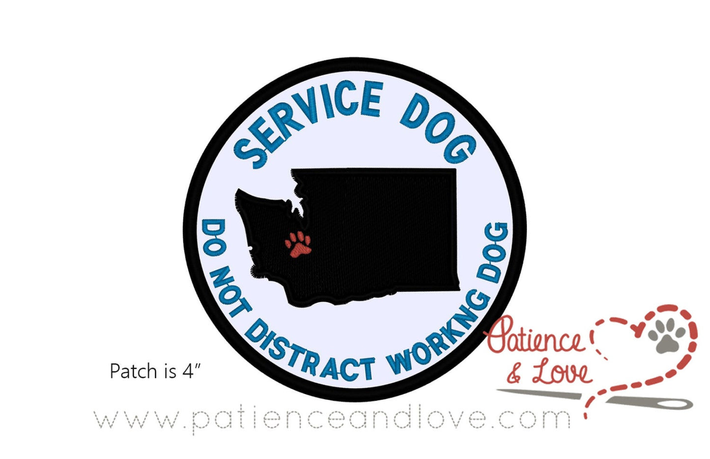 Washington State Working Dog, Service Dog, 4-inch round patch
