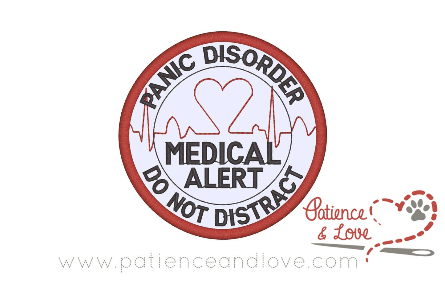 Panic Disorder - Medical Alert - Do Not Distract, Heart EKG, 3-inch round patch
