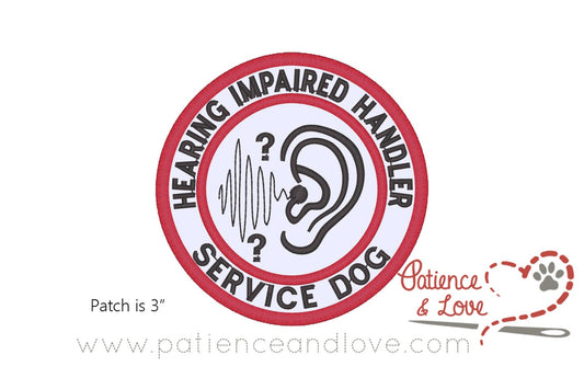 Hearing Impaired Handler - Service Dog with an ear in the center, 3 inch round patch